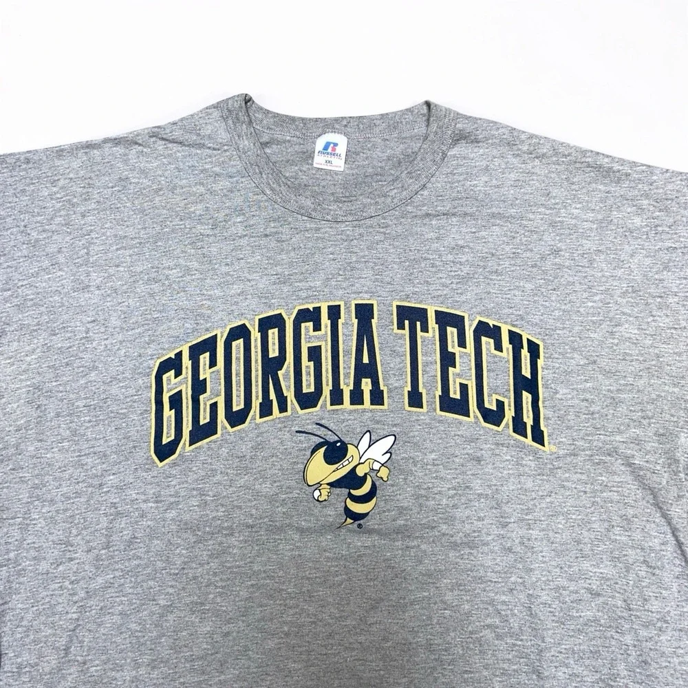 Vintage Georgia Tech Yellow Jackets Russell Athletic T-Shirt Men's XXL Gray